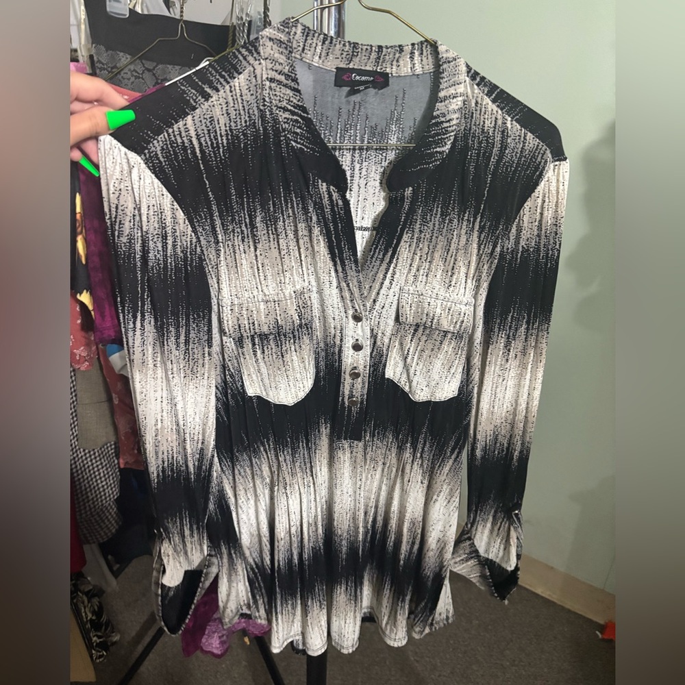 Cocomo Black and White Striped Blouse